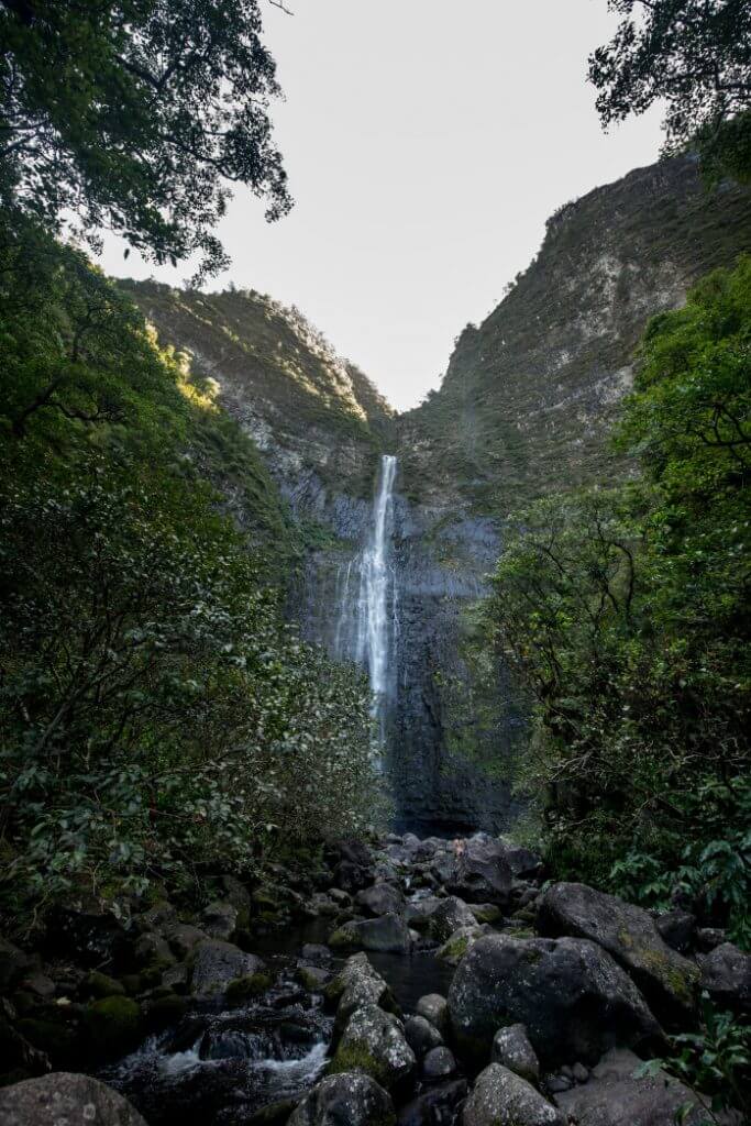 Image of Hanakapiai Falls on Kauai, one of the best Kauai waterfalls.
