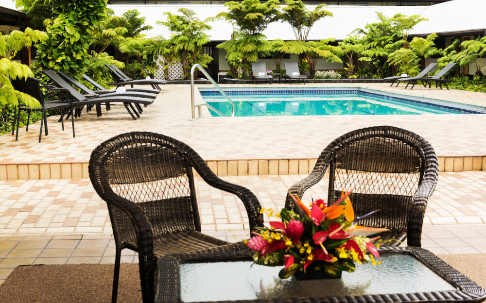 Hawaii on a Budget: Top 10 Cheap Big Island Hotels featured by top Hawaii travel blog, Hawaii Travel with Kids: The Hilo Seaside Hotel has a pool