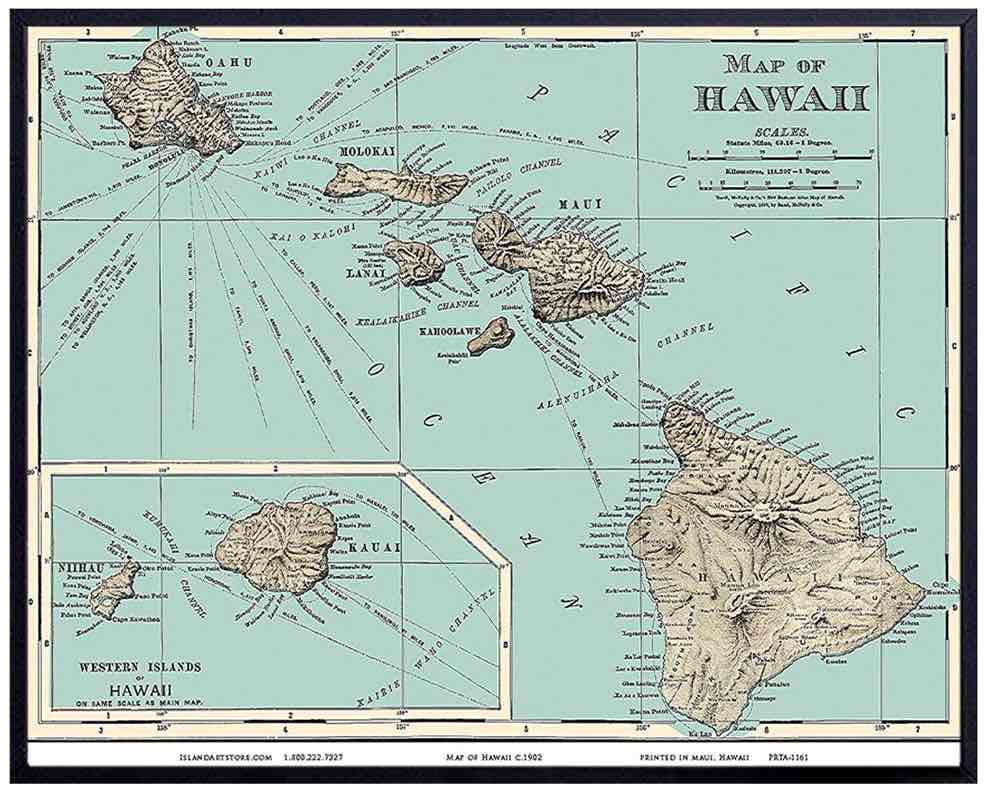 Grab this Vintage Map of Hawaii as an awesome Hawaii gift idea by top Hawaii blog Hawaii Travel with Kids