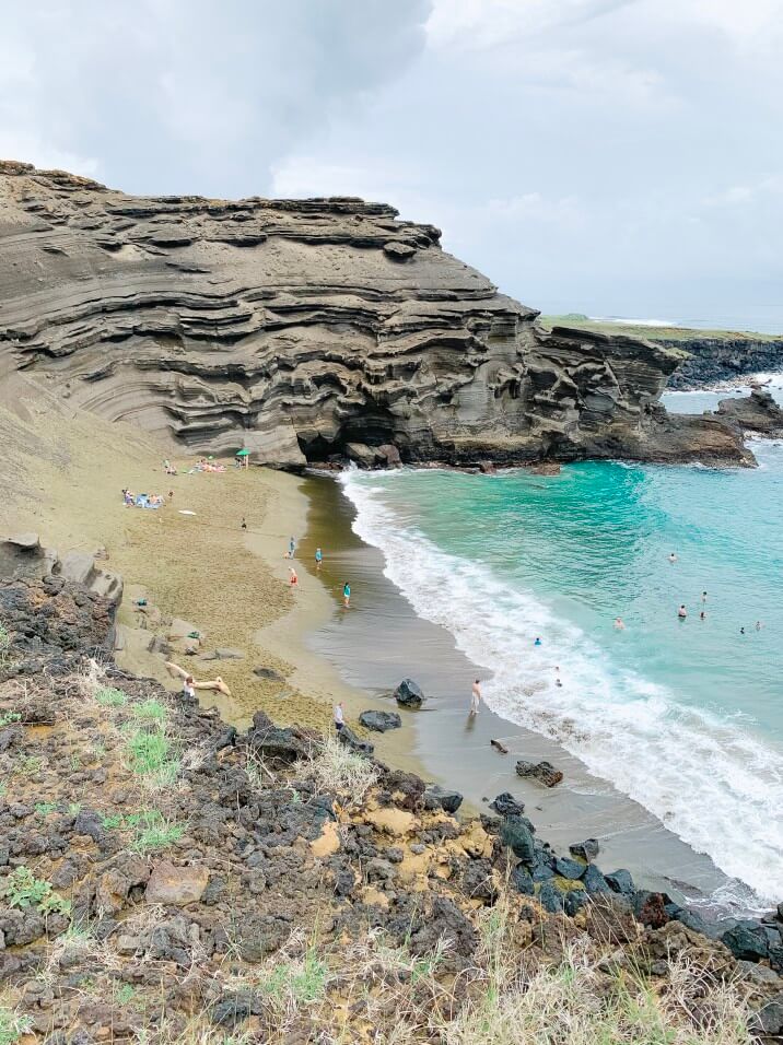 12 FREE Things to do on the Big Island of Hawaii with Kids featured by top Hawaii travel blog, Hawaii Travel with Kids: Papakōlea Green Sand Beach, Naalehu, Hawaii--Papakolea Beach is a popular Big Island Beach