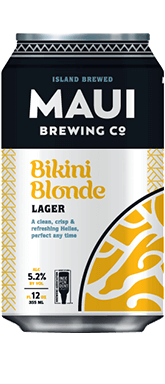 The Best Hawaiian Beer to Enjoy on Maui featured by top Hawaii blog, Hawaii Travel with Kids: Bikini Blonde Lager beer from Maui Brewing Co.