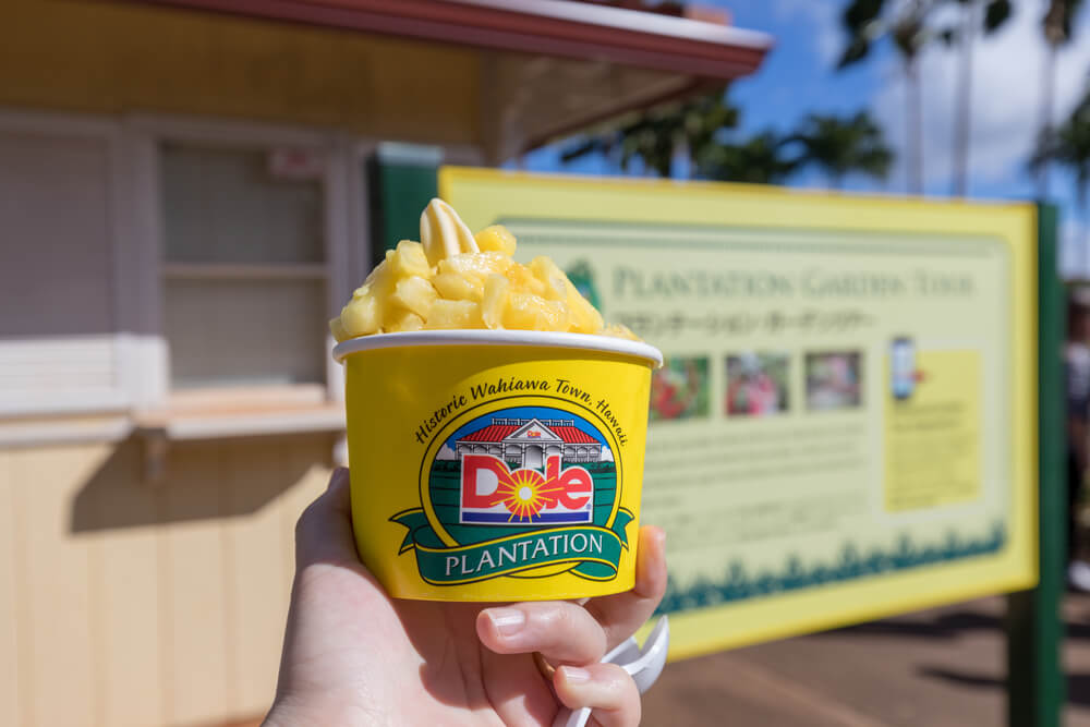 Dole Whip pineapple ice cream at Dole Plantation on Oahu