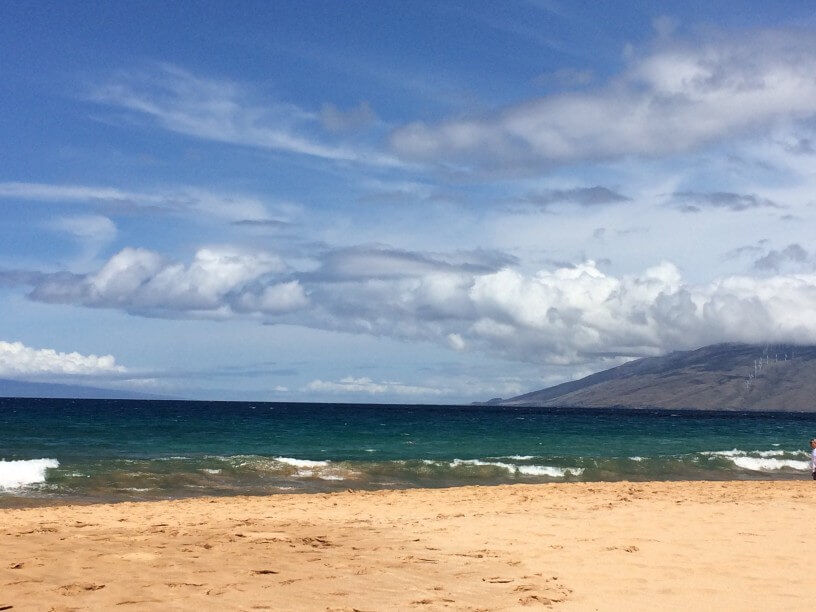 Where to See Turtles in Maui, tips featured by top Hawaii blog, Hawaii Travel with Kids: image of Keawakapu Beach on Maui