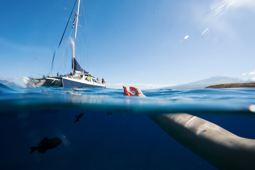 The water at Molokini Crater off the coast of Maui