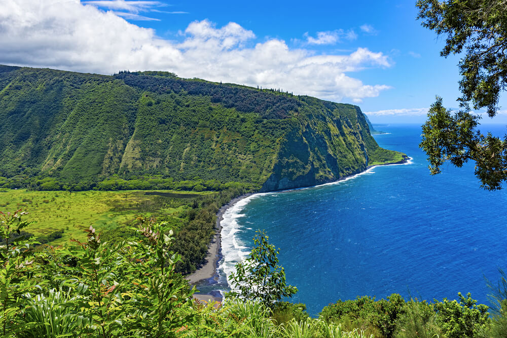 Image of a rugged coastline of the Waipio Valley on the Big Island of Hawaii.