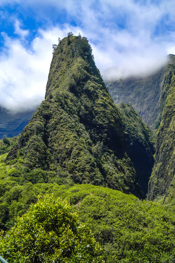 Image of a grassy steep mountain on Maui