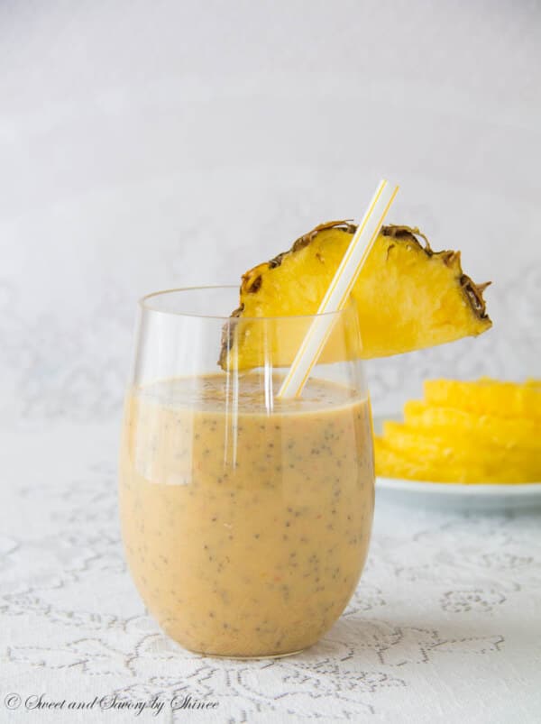 Hawaiian Tropical Smoothie Recipes to Make at Home featured by top Hawaii blog, Hawaii Travel with Kids: This citrusy delicious Pineapple Citrus smoothie is great for your digestive system and weight loss.