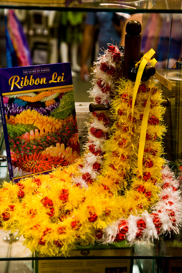 Hawaii Lei Day Celebrations + Activities for Kids featured by top Hawaii blog, Hawaii Travel with Kids: Ribbon Lei Display