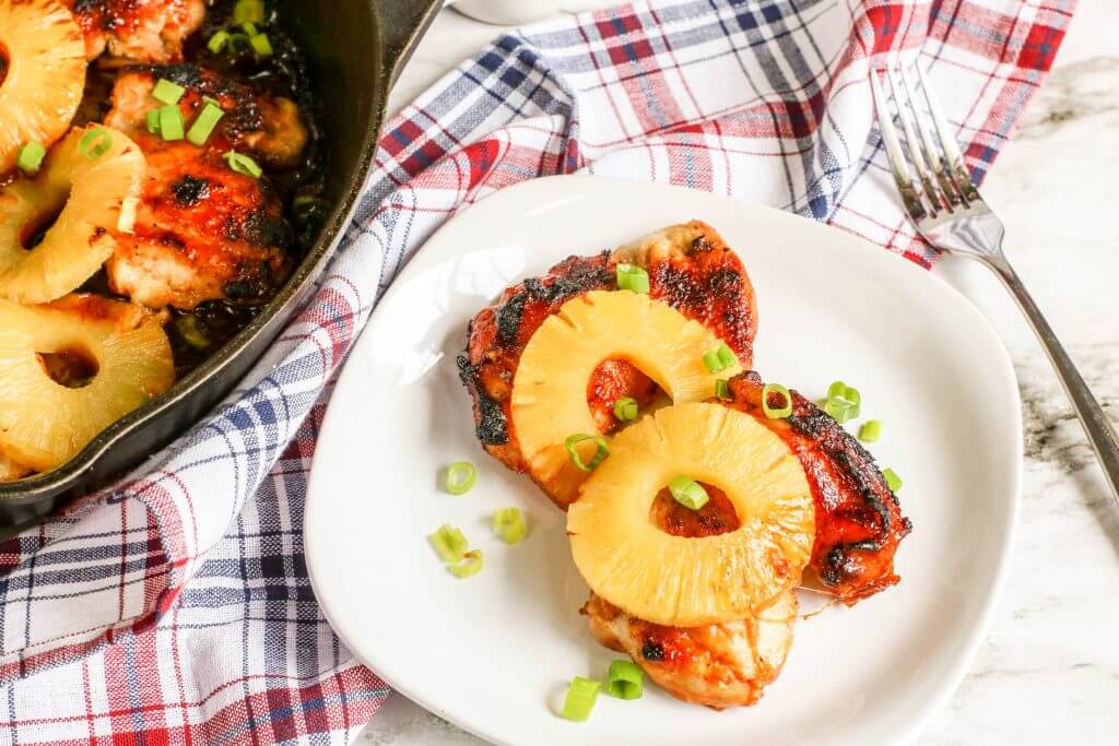 Hawaiian Skillet BBQ Pineapple Chicken Recipe is one of the best savory pineapple recipes featured by top Hawaii blog, Hawaii Travel with Kids.