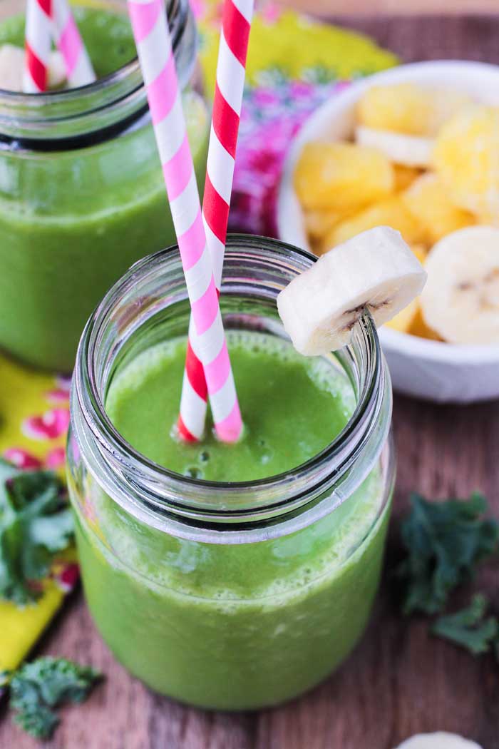 Hawaiian Tropical Smoothie Recipes to Make at Home featured by top Hawaii blog, Hawaii Travel with Kids: Tropical-Green-Smoothie