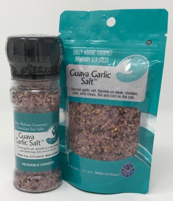 Top 15 Best Kauai Souvenirs featured by top Hawaii blog, Hawaii Travel with Kids: Guava Garlic Salt from Salty Wahine Hawaiian Sea Salt