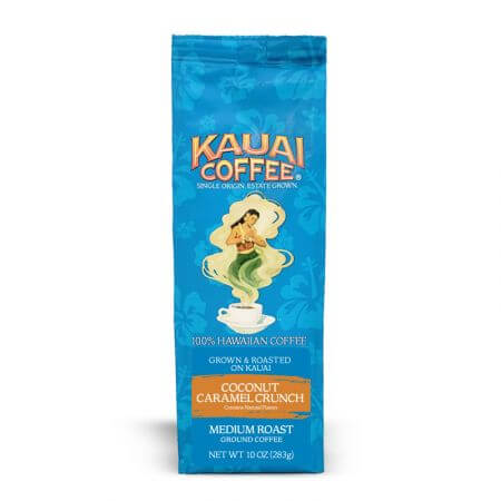 Top 15 Best Kauai Souvenirs featured by top Hawaii blog, Hawaii Travel with Kids: Kauai Coffee 100% Hawaiian Coconut Caramel Crunch - 10 oz or 24 oz