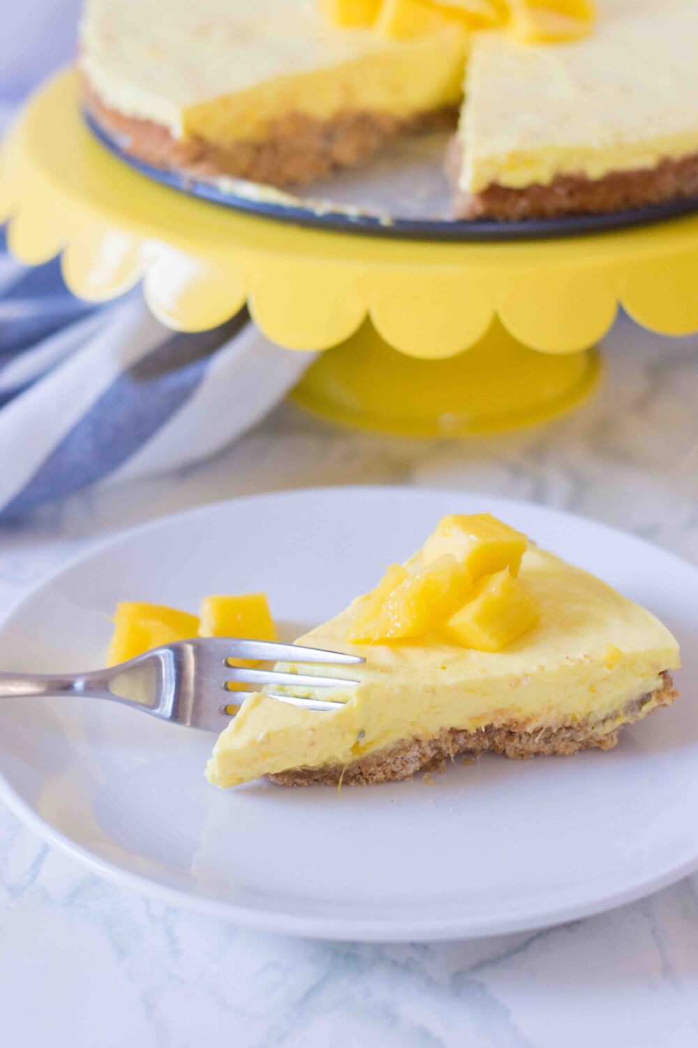 Best Mango dessert recipes by top Hawaii blog Hawaii Travel with Kids: No Bake Mango Mousse Cake