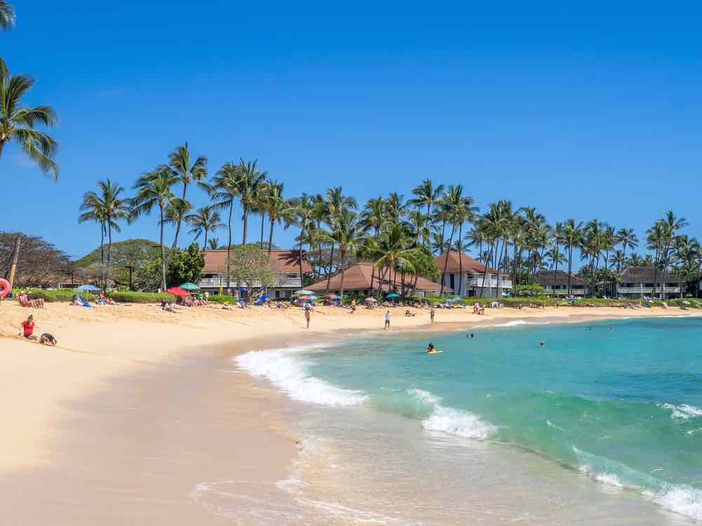 Poipu Beach Park is a great place to enjoy sunset on Kauai.