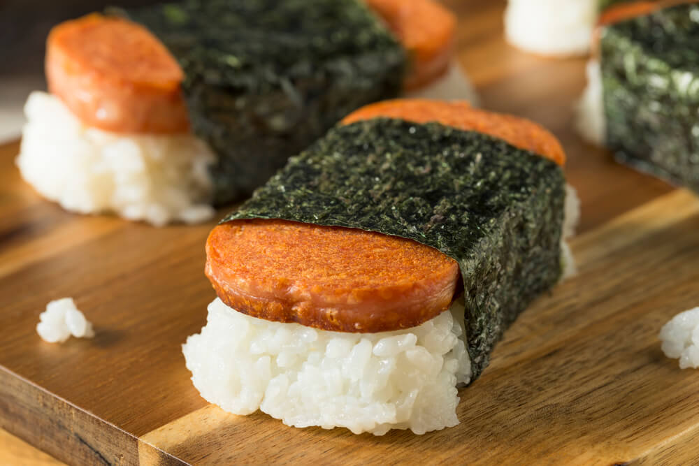 Homemade Healthy Musubi Rice and Meat Sandwich from Hawaii