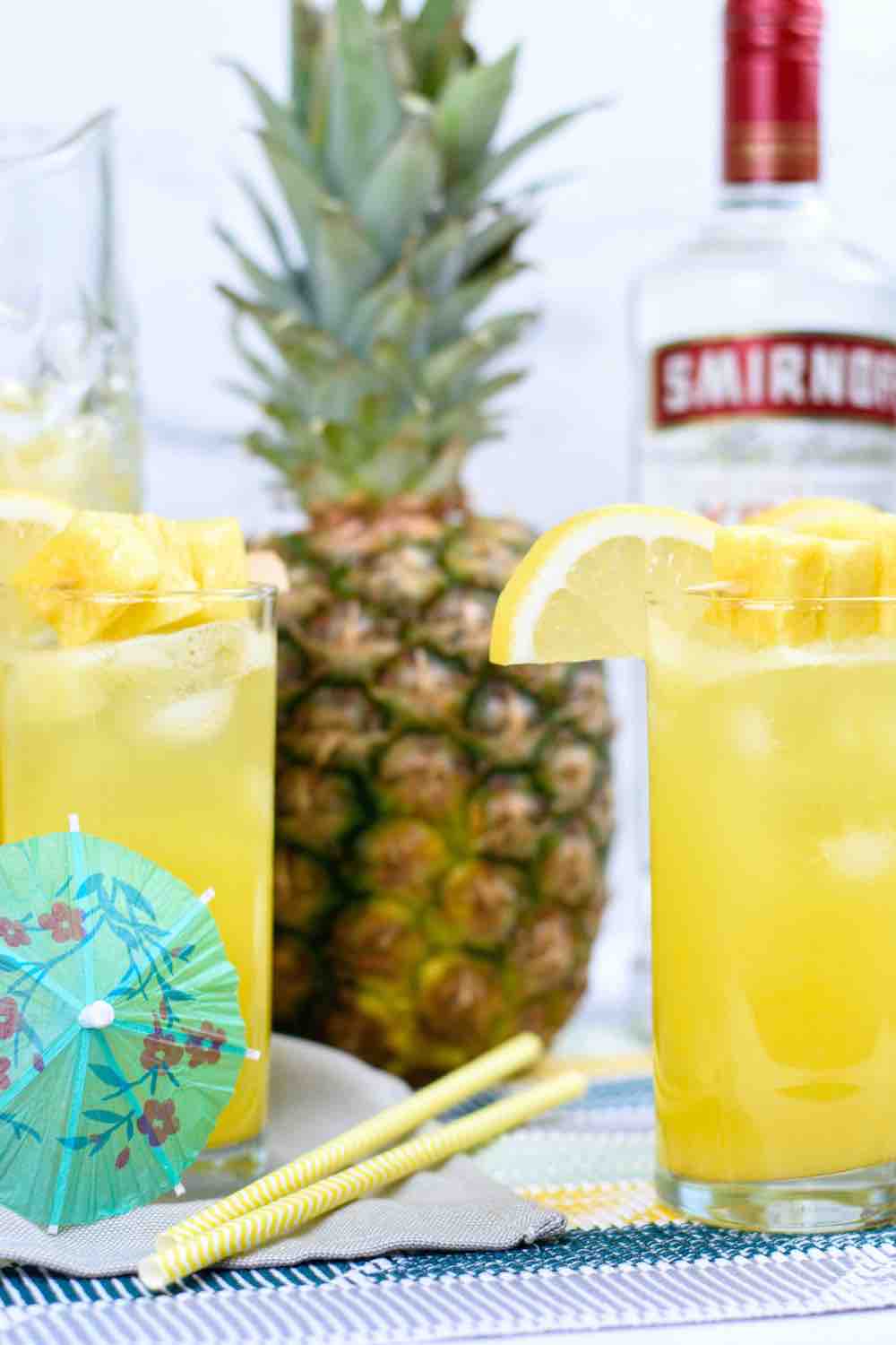 Tropical Cocktails: Pineapple Vodka Lemonade recipe by top Hawaii blog Hawaii Travel with Kids | pineapple vodka cocktails
