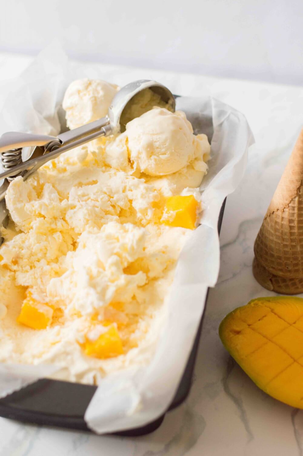 No Churn Homemade Mango Ice Cream Recipe by top Hawaii blog Hawaii Travel with Kids