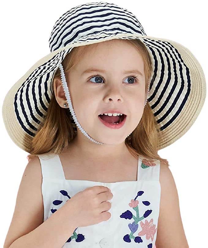 Aosijia 3 Pack Kids Girls Ponytail Summer Sun Hat Mesh Wide Brim