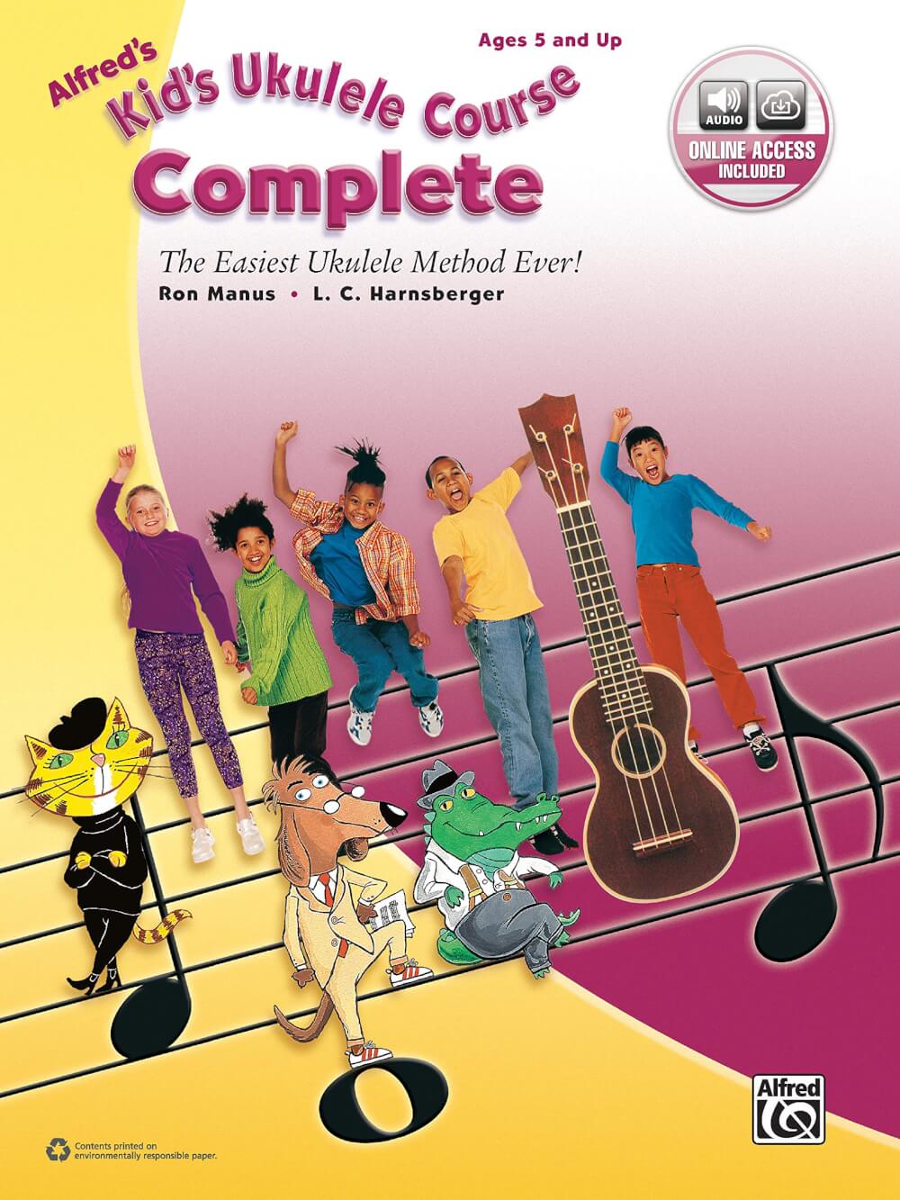 Find out the best kids ukulele book to buy in this ukulele guide by top Hawaii blog Hawaii Travel with Kids. Image of Alfred's Kid's Ukulele Course Complete