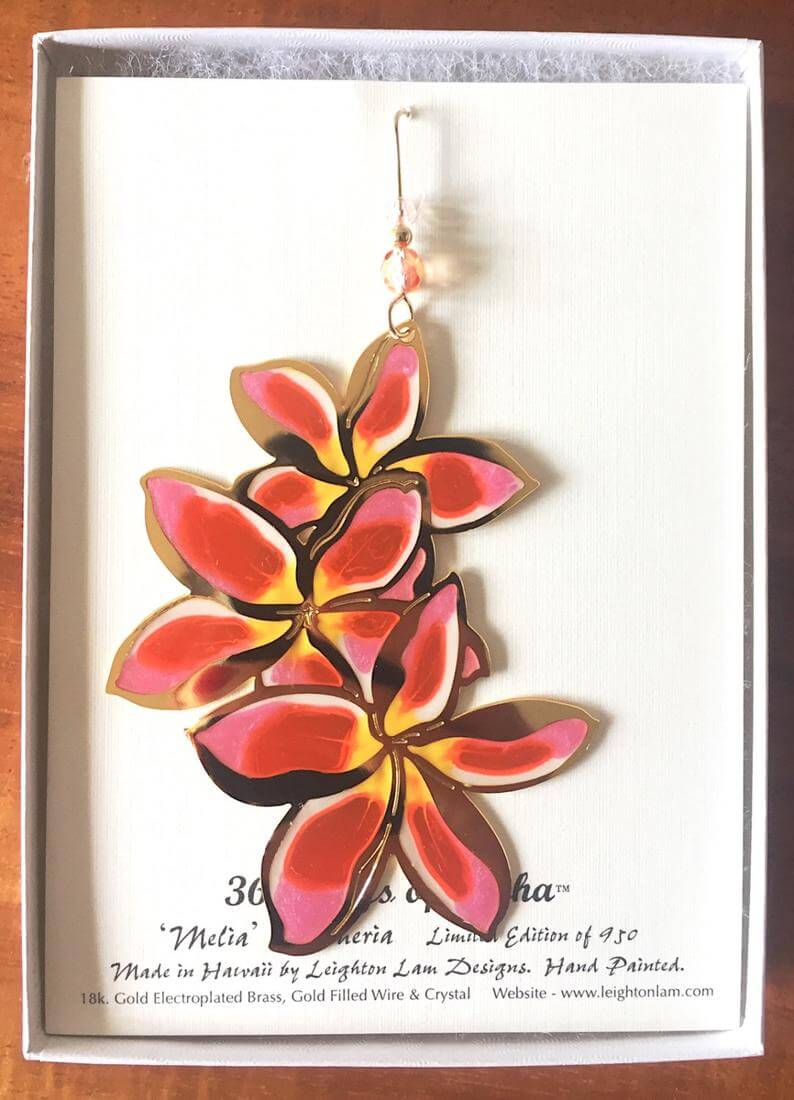 20 Hawaiian Christmas Ornaments featured by top Hawaii blogger, Hawaii Travel with Kids: Plumeria Flower Ornament image 0
