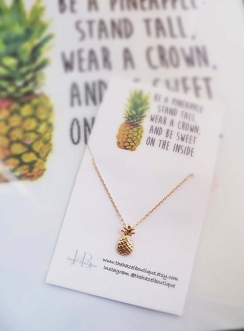 Cute Pineapple Gifts from Etsy featured by top Hawaii blog, Hawaii Travel with Kids: Pineapple Necklace Dainty Pineapple Necklace image 0