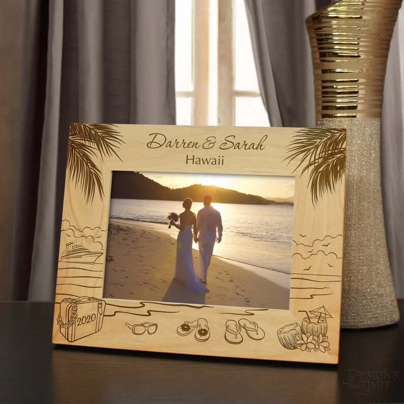 Island Retreat Inspired Personalized Picture Frame Engraved Horizontal