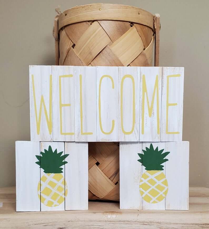 Cute Pineapple Gifts from Etsy featured by top Hawaii blog, Hawaii Travel with Kids: Pineapple Signs Pineapple Tiered Tray Decor Pineapple Gift image 0