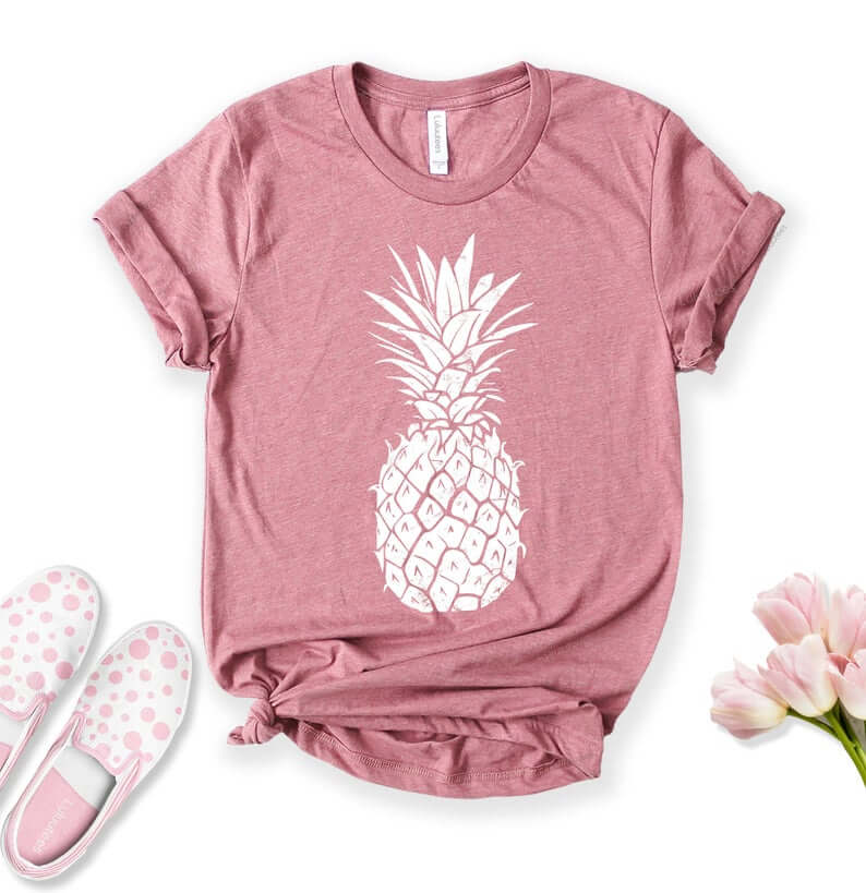 Cute Pineapple Gifts from Etsy featured by top Hawaii blog, Hawaii Travel with Kids: Pineapple Shirt Shirts for Women Graphic Tees Foodie Shirt image 0