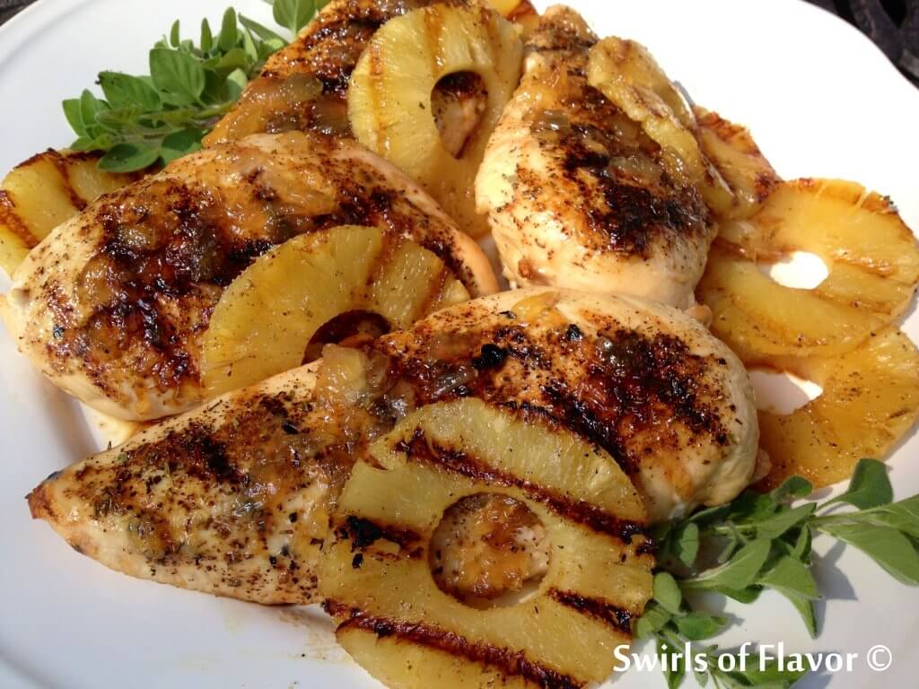 Grilled pineapple rum glazed chicken breasts