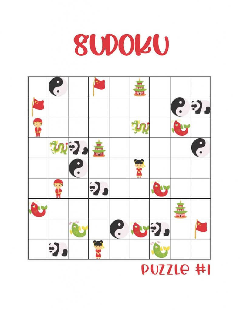 Free printable Chinese New Year sudoku for kids.
