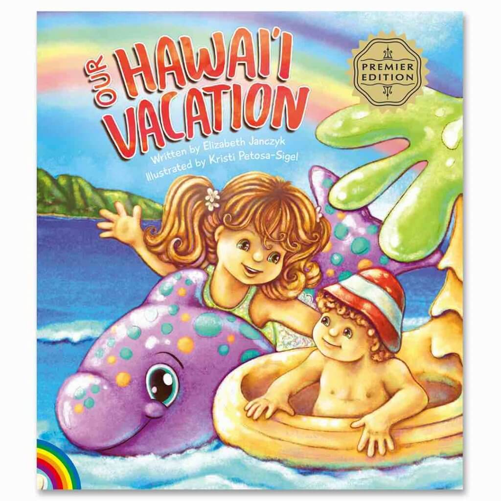 One of the newest Hawaii books for kids is Our Hawai'i Vacation by Elizabeth Janczyk. Image of a Hawaiian kids book.