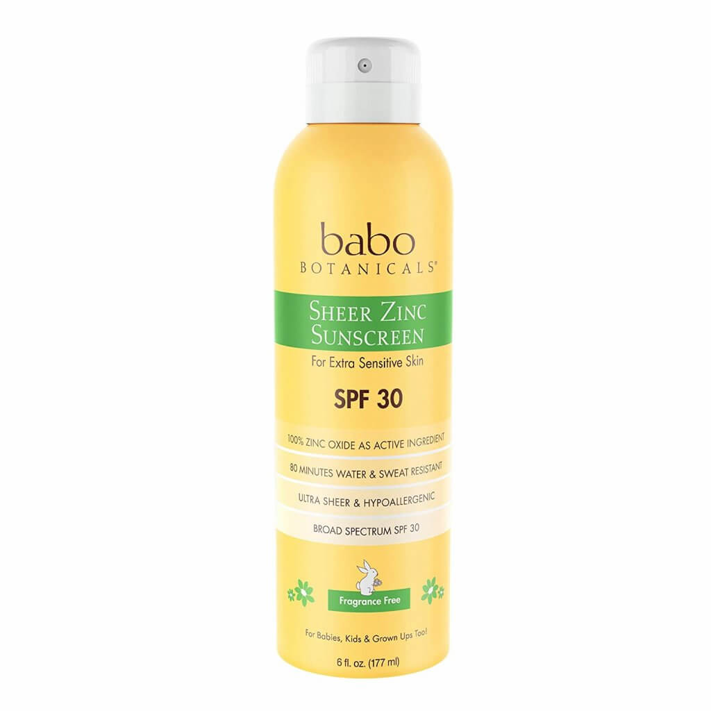 Image of Babo Botanicals sheer zinc sunscreen for babies.