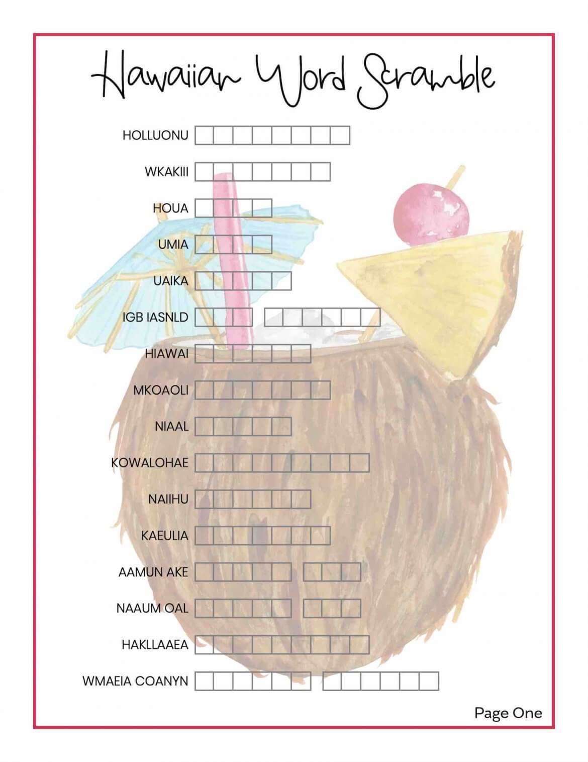 Hawaii Word Search Printable