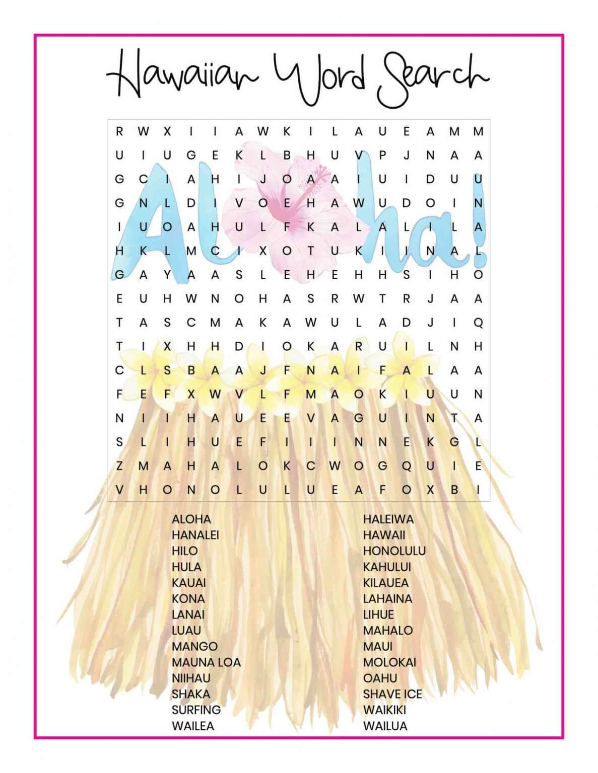 Hawaii Word Search and Word Scramble Printables for Kids Hawaii
