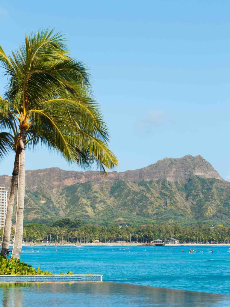 Find out fun things to do in Oahu  by top Hawaii blog Hawaii Travel with Kids. Image of Diamond Head in Waikiki, Oahu.