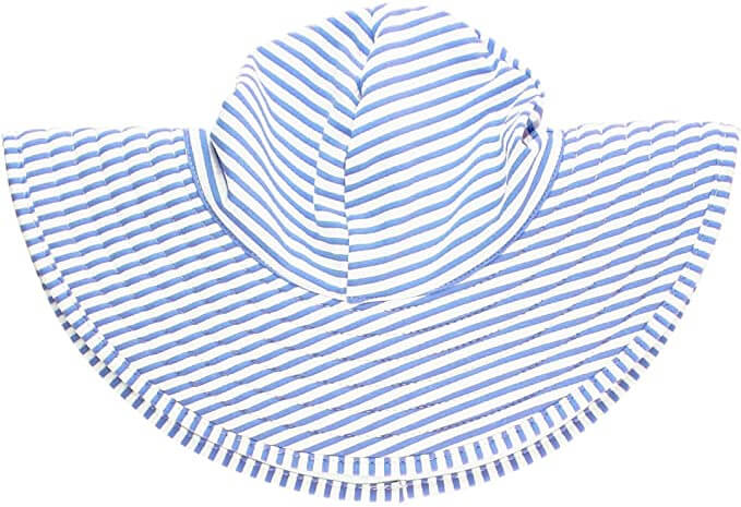 Having a decent sun hat is one of the most important beach items for baby in Hawaii. Image of a striped sun hat.