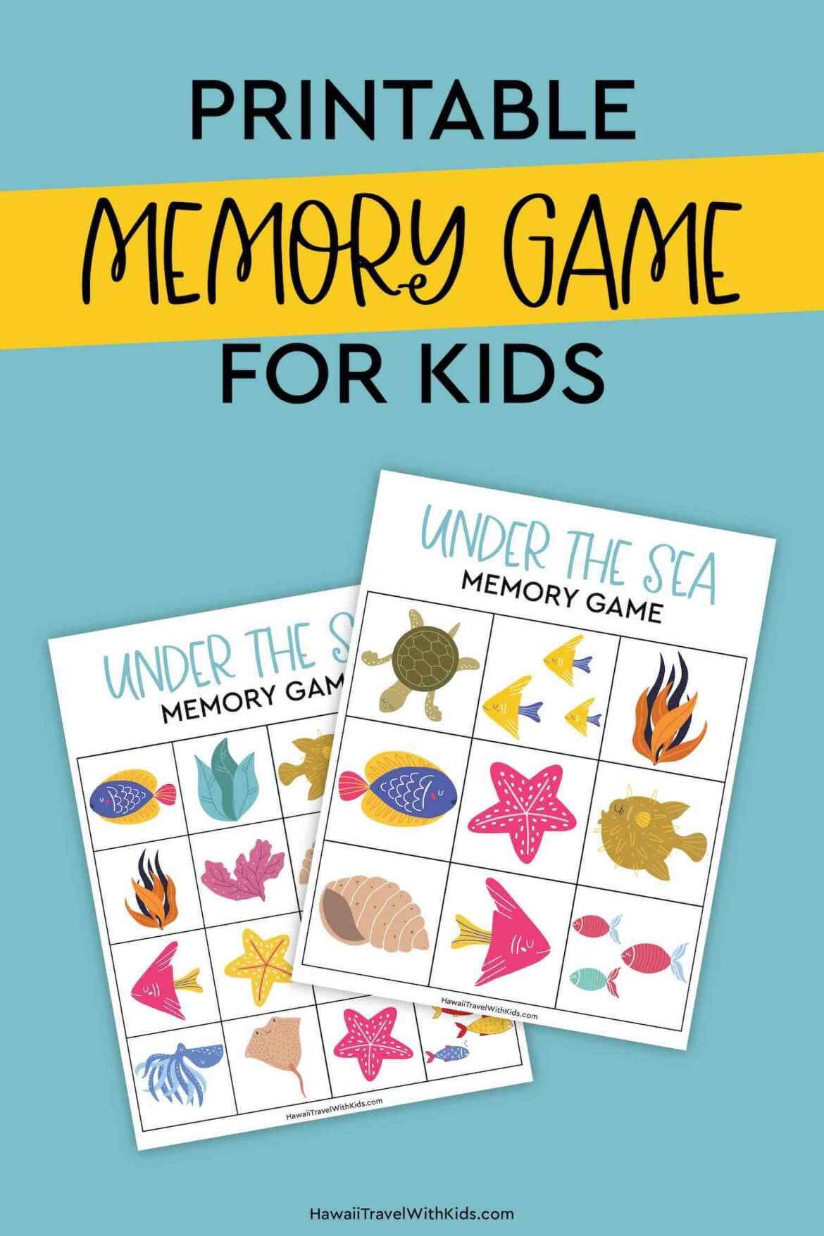 Under The Sea Memory Matching Game For Kids FREE Printable Hawaii
