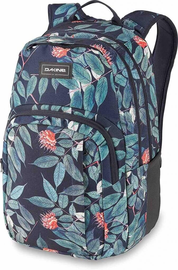 This is my favorite carry on backpack. Image of Da Kine backpack with a eucalyptus print on it, perfect for Hawaii.