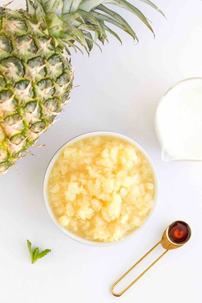 Hawaiian Dole Whip popsicle ingredients: Crushed pineapple, pineapple juice, and whipping cream