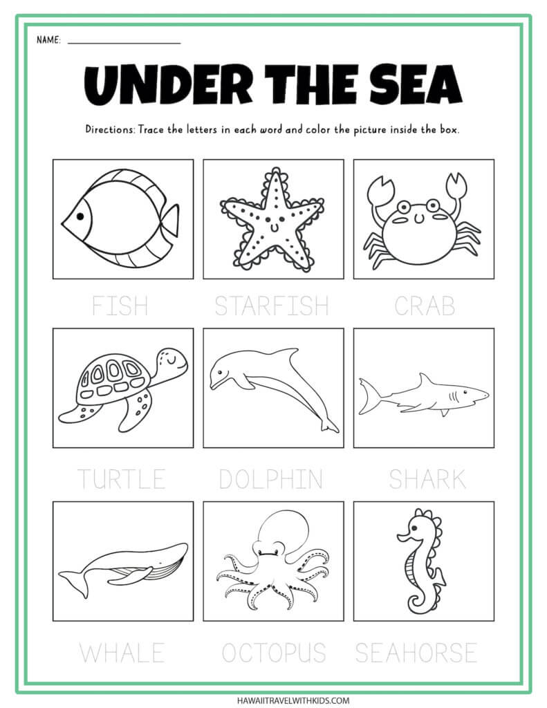 ocean animals pictures printable