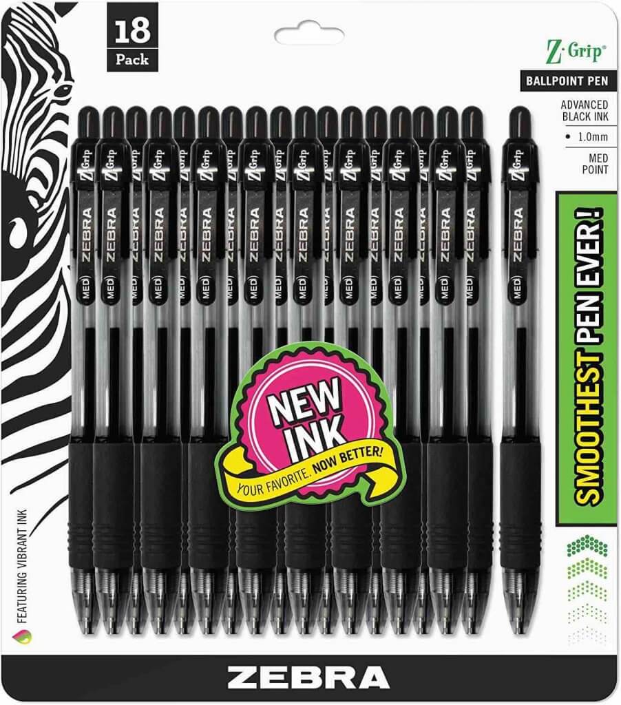 Image of a pack of Zebra ballpoint pens.