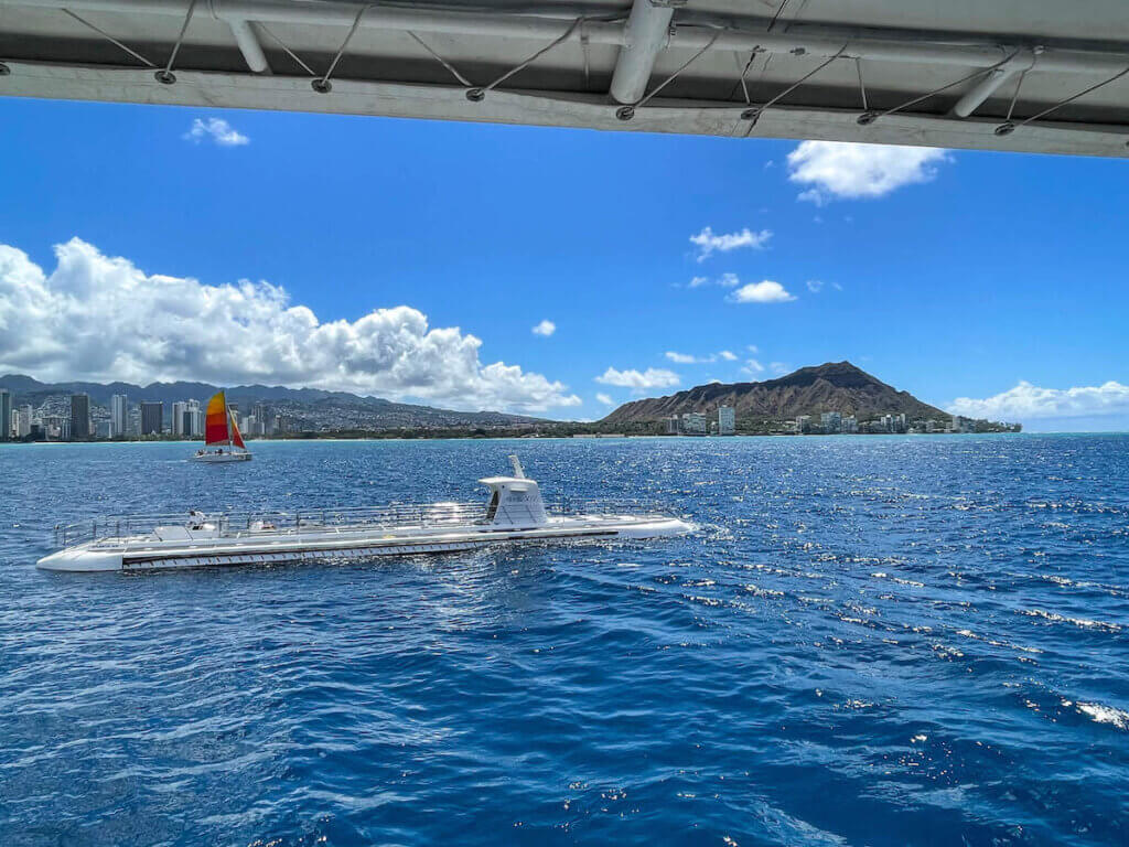 From the Waikiki boat ride, you'll get to see the Waikiki submarine go under water for the next tour!