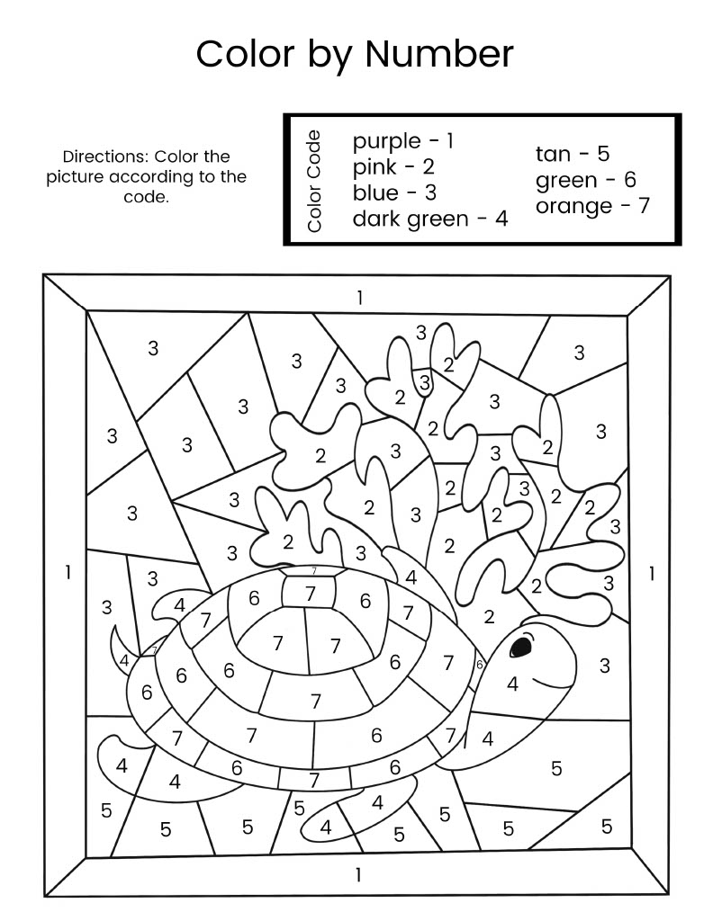 Sea Turtle Color By Number