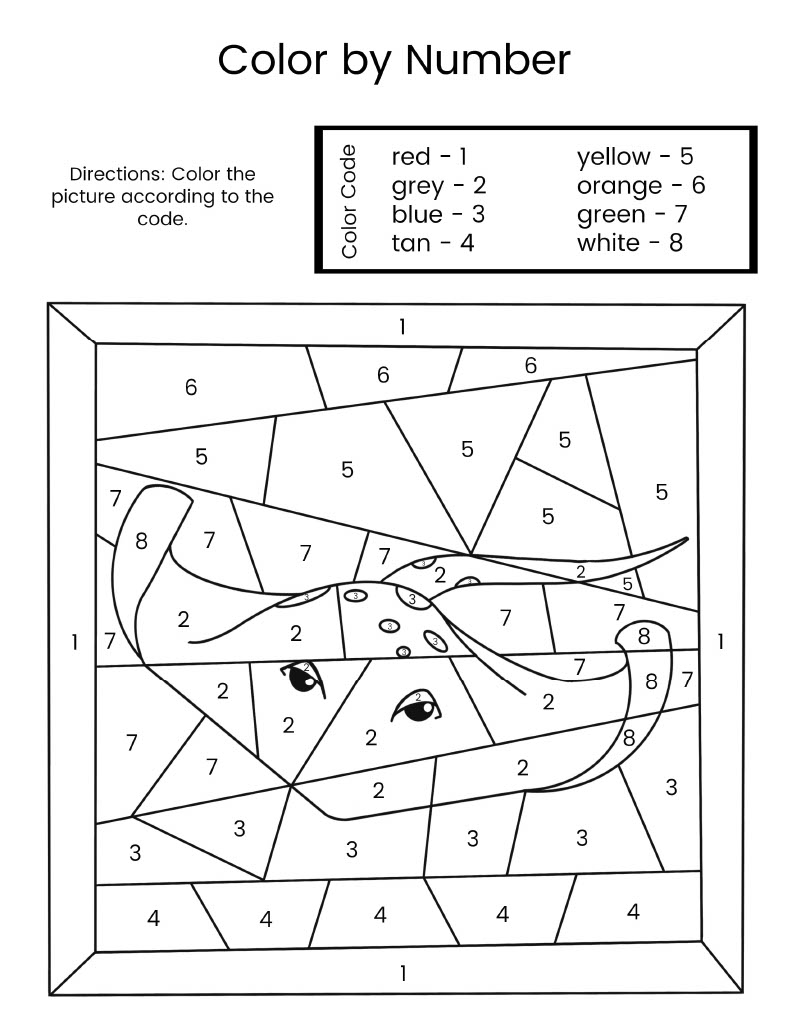 sea life color by number coloring pages