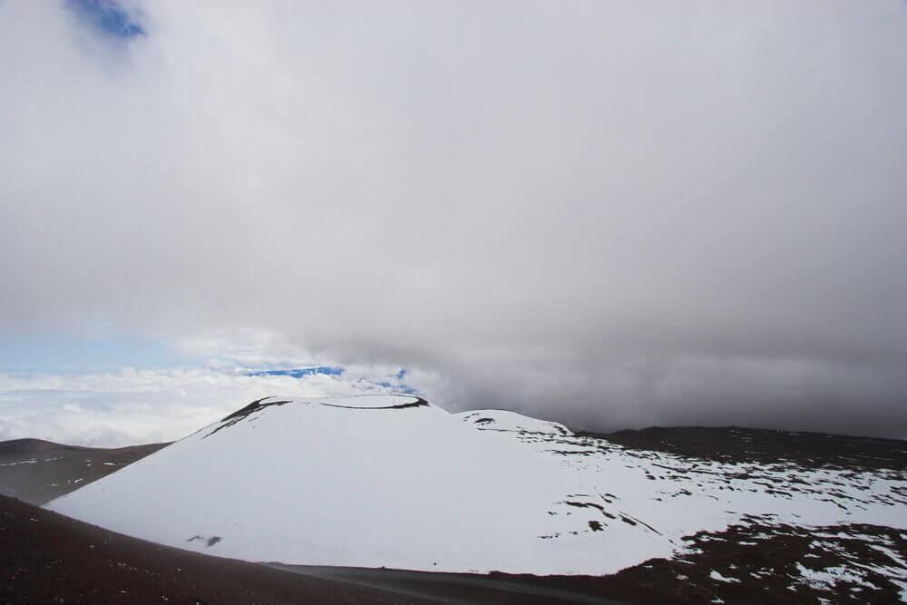 Image of snow on the Big Island of Hawaii at Mauna Kea.