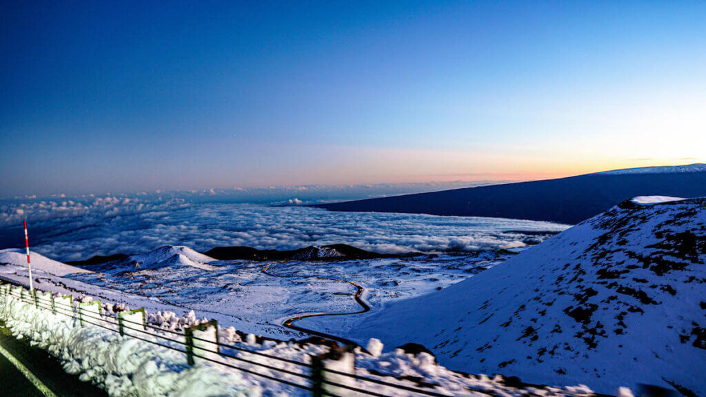 Image of the snowfall at Mauna Kea on the Big Island of Hawaii.