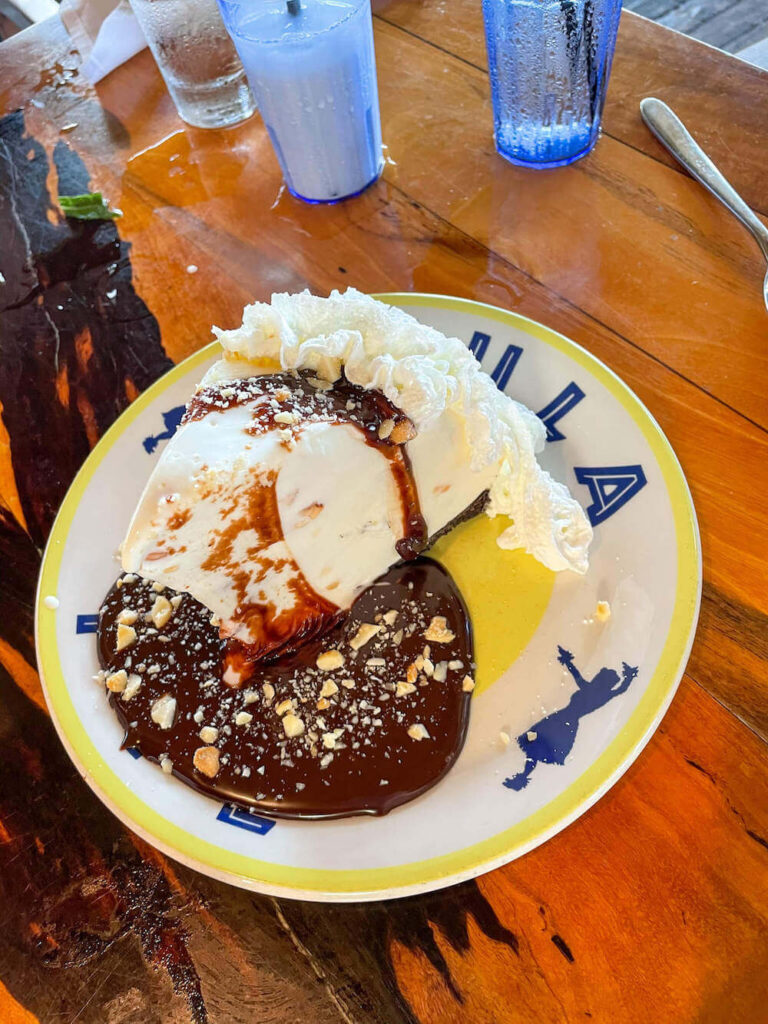 Image of a huge slice of ice cream pie at Duke's Restaurant on Kauai.