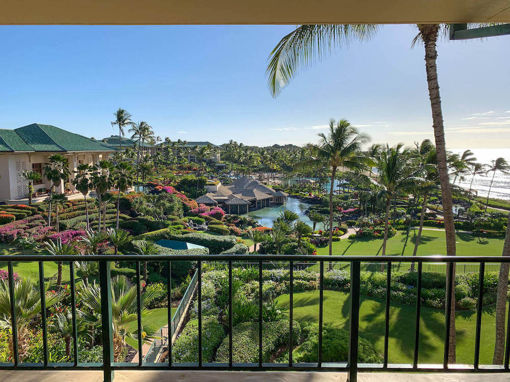Read my full Grand Hyatt Kauai review by top Hawaii blog Hawaii Travel with Kids. Image of the view from a partial ocean view room.