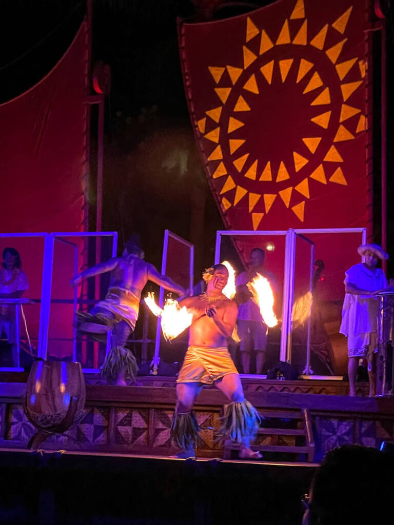 Image of a man doing fire knife dancing in Hawaii.