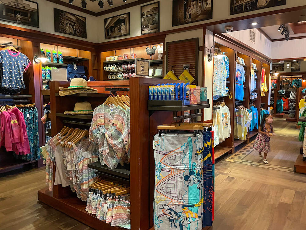 Image of a bunch of Disney Aulani items at their gift shop.